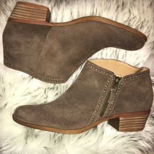Lucky Brand Suede Ankle Booties Rhinestones